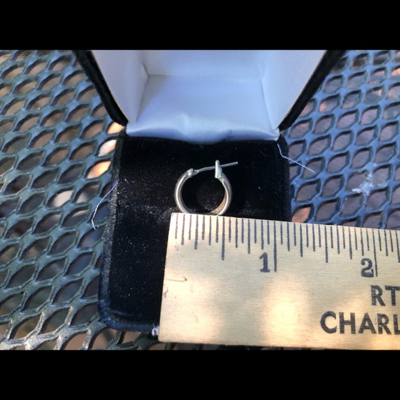 White Gold Plated Hoop Earrings. - Picture 3 of 7